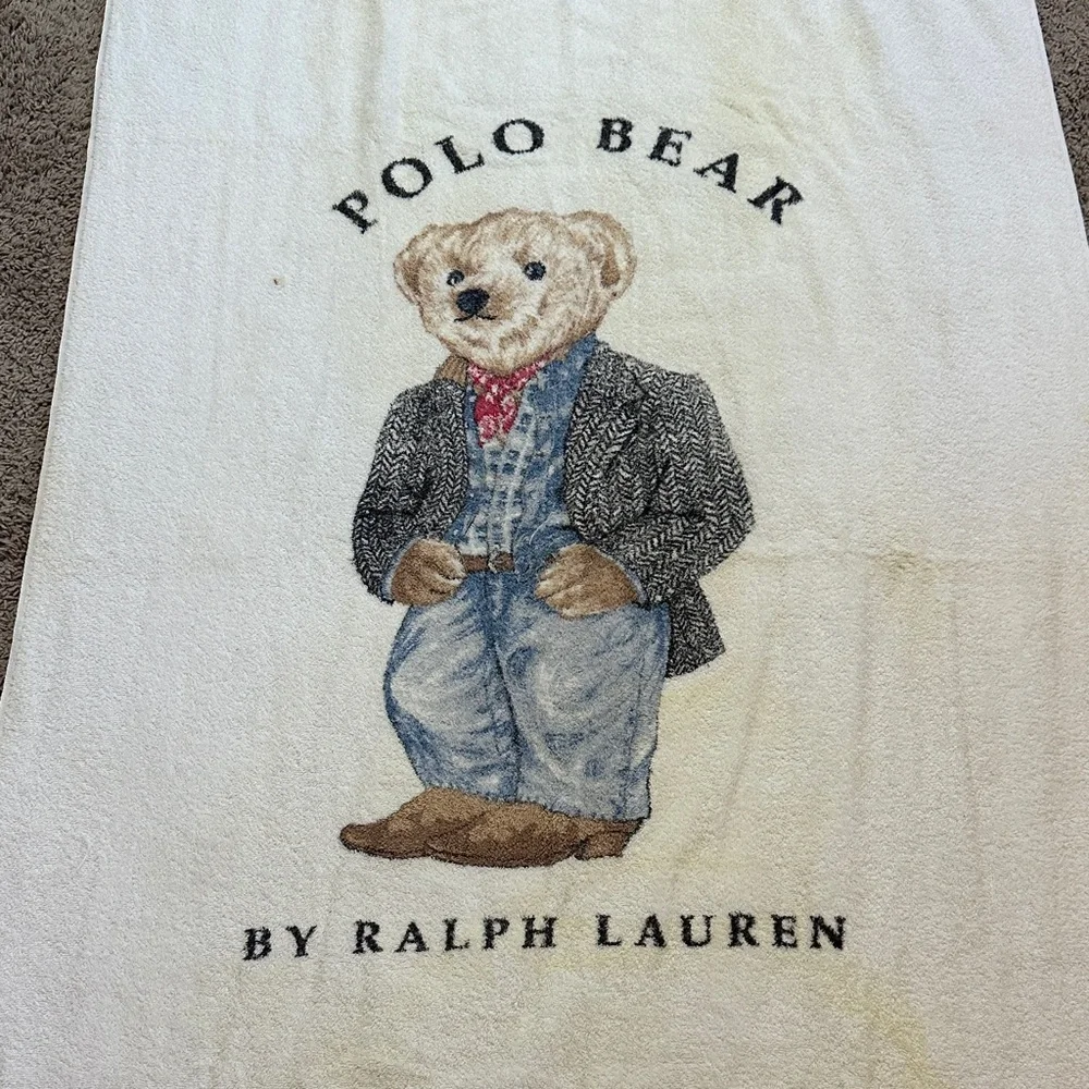 VTG Polo Bear By Ralph Lauren Western Casual Bath Sheet Beach Towel 35x72 USA